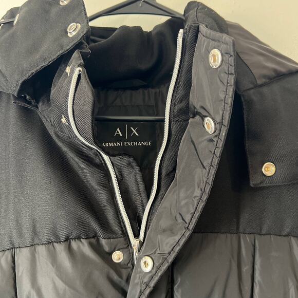 Armani Exchange Jacket Men's XXL Black Puffer Qulited Rain - Picture 4 of 10